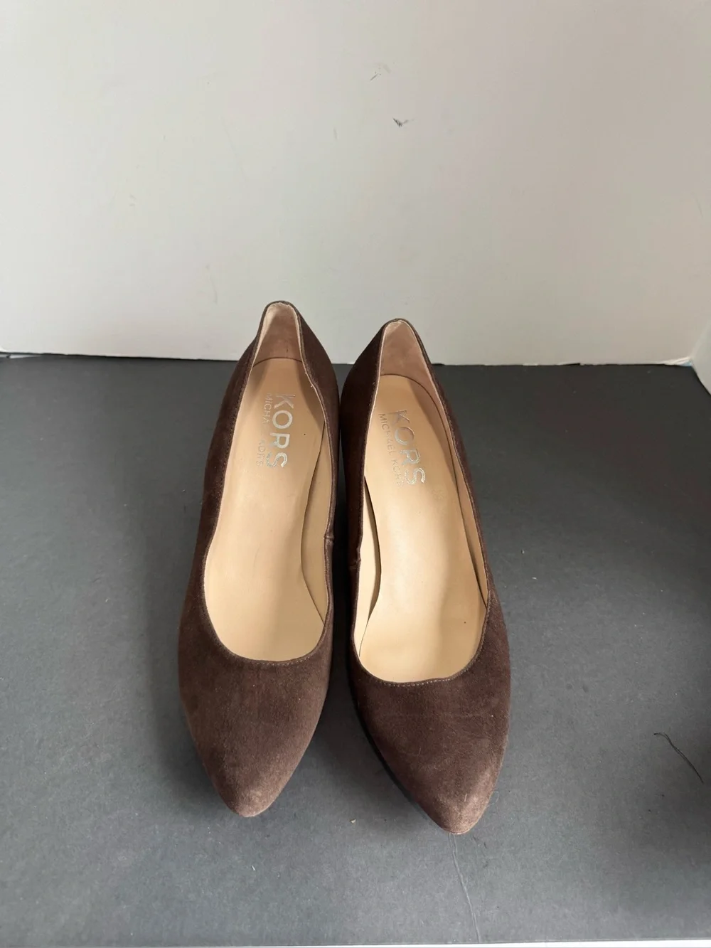 Michael Kors brown suede wedge pumps. Size 11M
